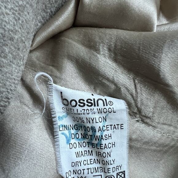 Bossini Women’s Oatmeal Wool Blend Suit Jacket Blazer Sz 9 Full Zip High Neck - Picture 7 of 7